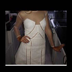 Self portrait white lace cutout dress long sleeve